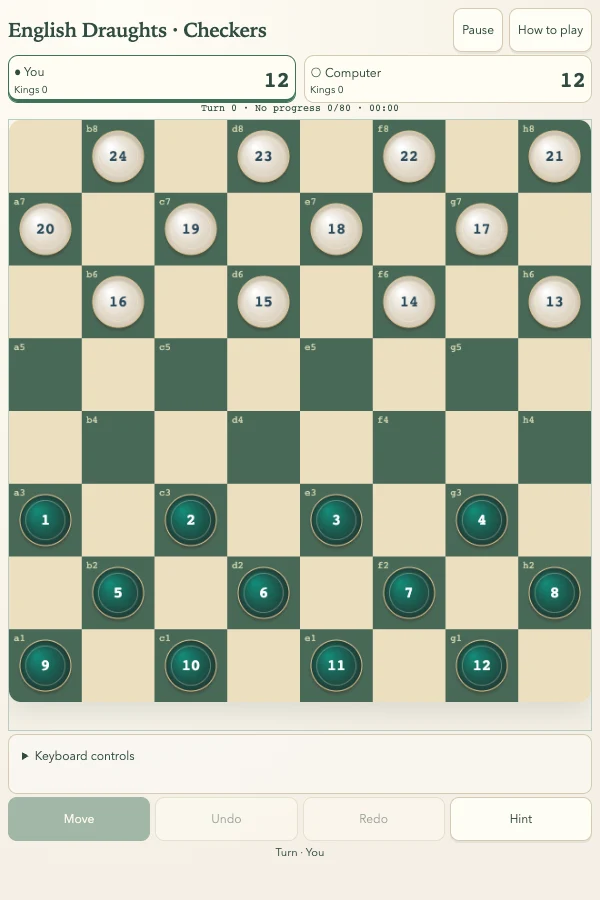 英美跳棋 · 8×8 · 真实游戏画面
