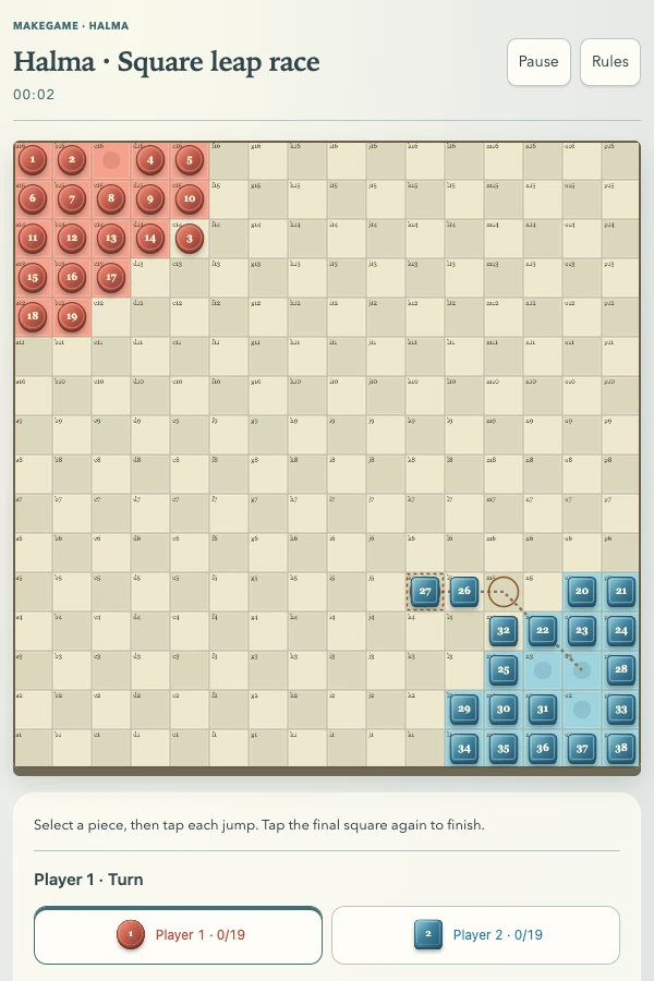 Halma · 方格跳棋 · 真实游戏画面