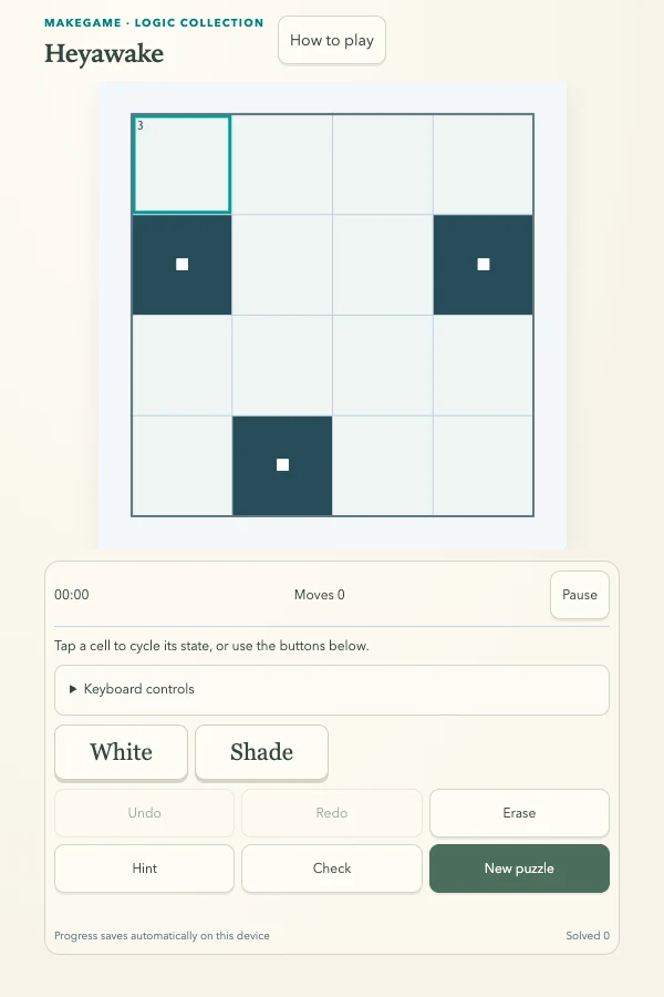 Heyawake · Actual game screen