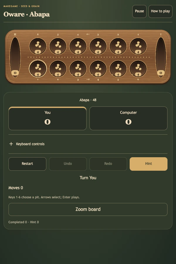 西非播棋 Oware · 真实游戏画面